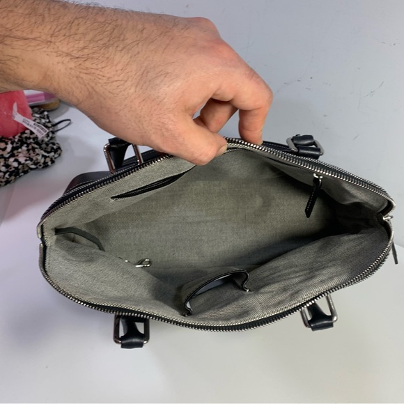 Dooney & Bourke Grey Donegal Crest Domed Satchel Black Leather Double Handles - Picture 10 of 16